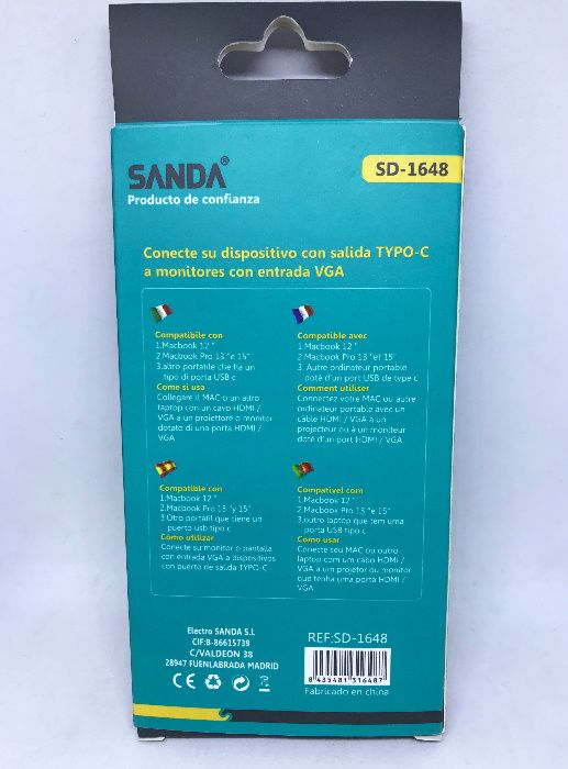 Adaptador Type-C (USB-C) para VGA (MacBook/ iPad/ Samsung/Huawei/etc)64550791970819122