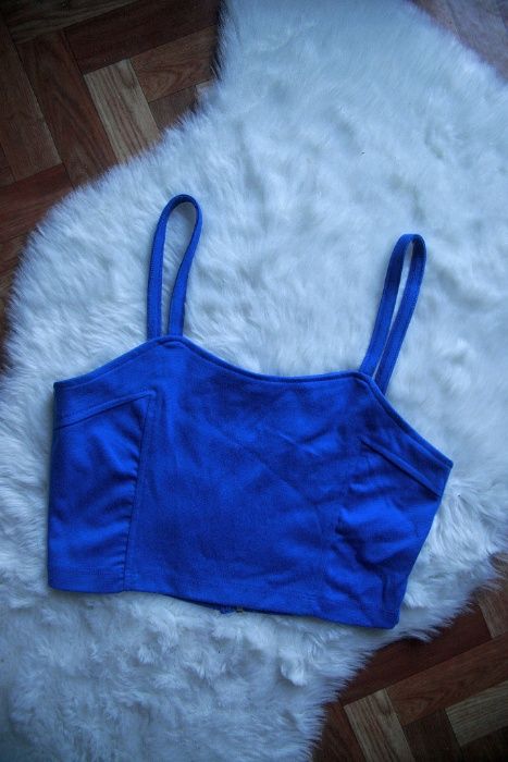 krótki crop top bralet niebieski