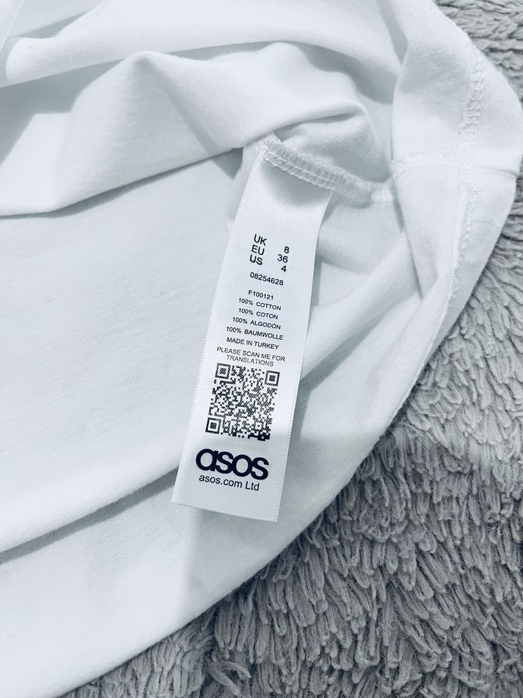 Asos r. S M bialy damski tshirt oversize