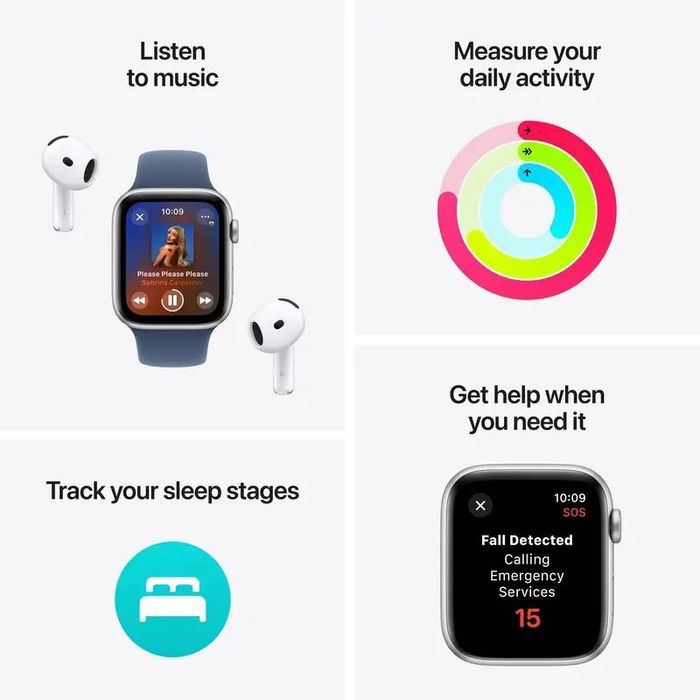 Apple Watch SE 44mm Starlight Aluminium Case with Lake Green SportLoop