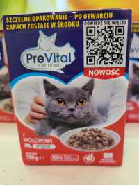 Prevital z wołowiną w sosie karma dla kotów (15x190g)
