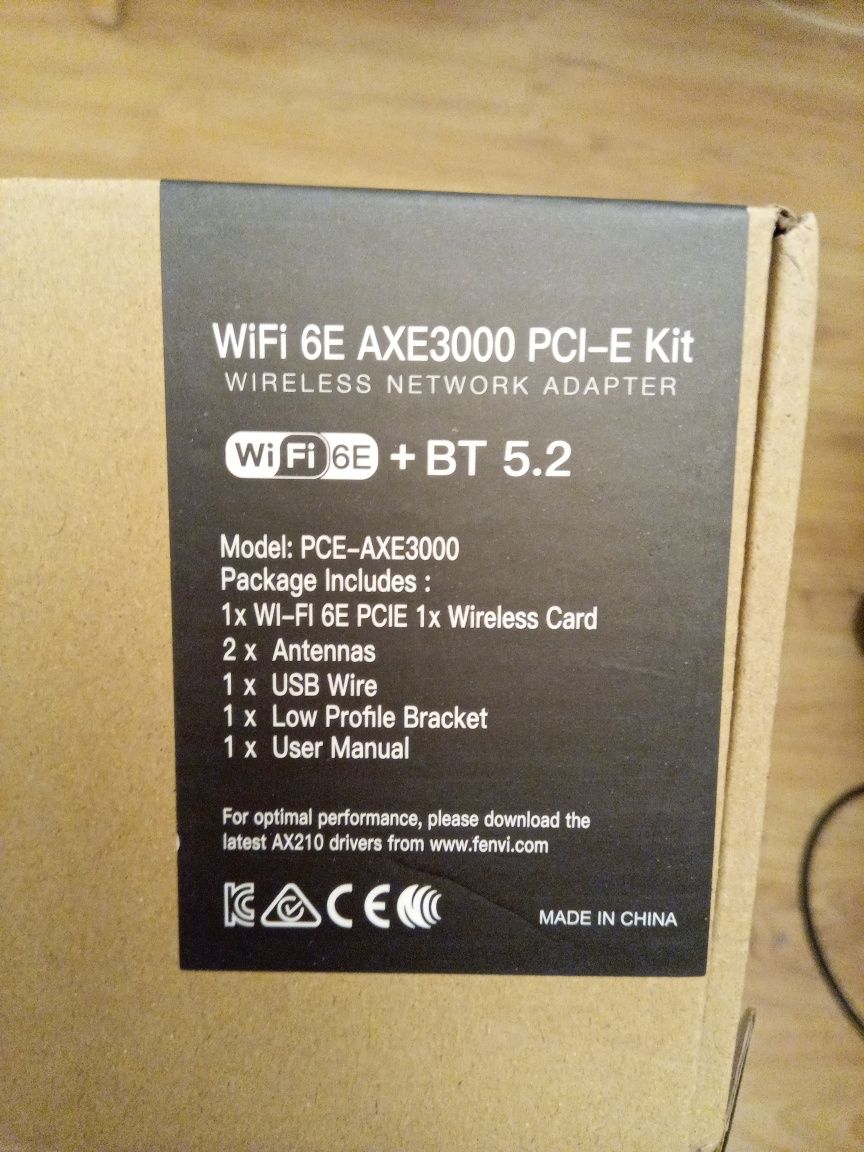 адаптер FENVI PCE-AXE3000 Intel AX210 Wi-Fi 6E Bluetooth 5,2 PCI