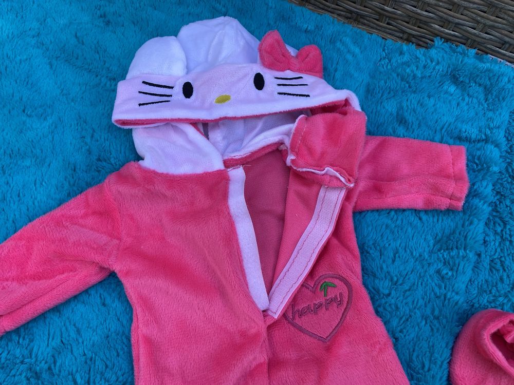 Strój Hello Kitty z kapciuszkami - ubranko piżamka dla lalki Baby Born