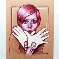 Twiggy Lesley Lawson portret rysunek popart abstrakcja