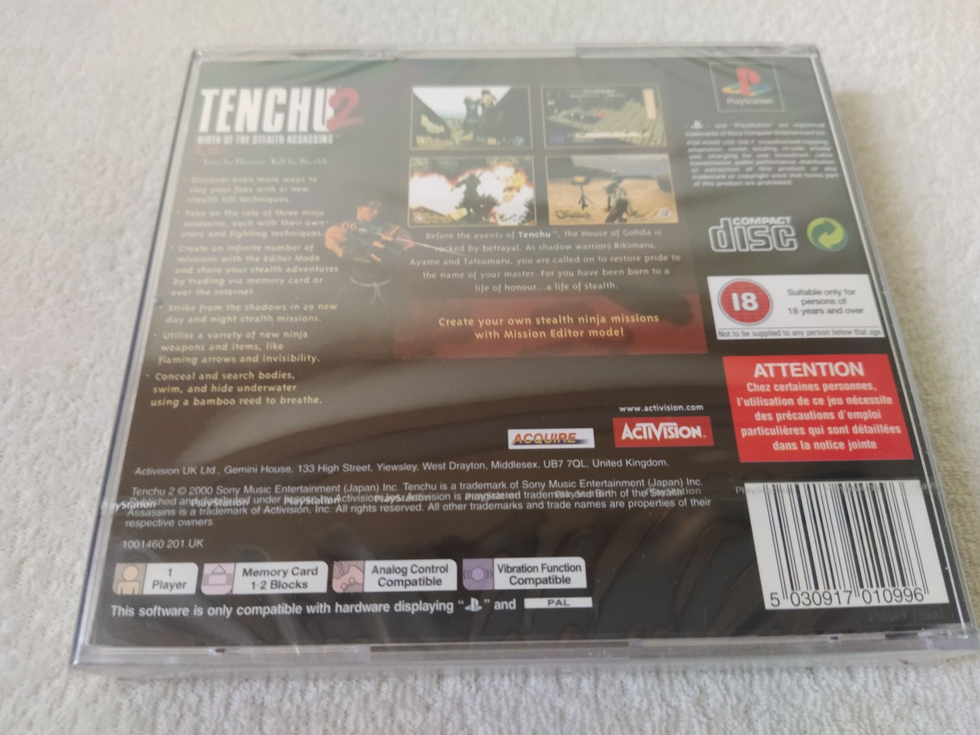 Ps1 psx one PlayStation Tenchu 2 3xA FOLIA nowa folia pasek sony