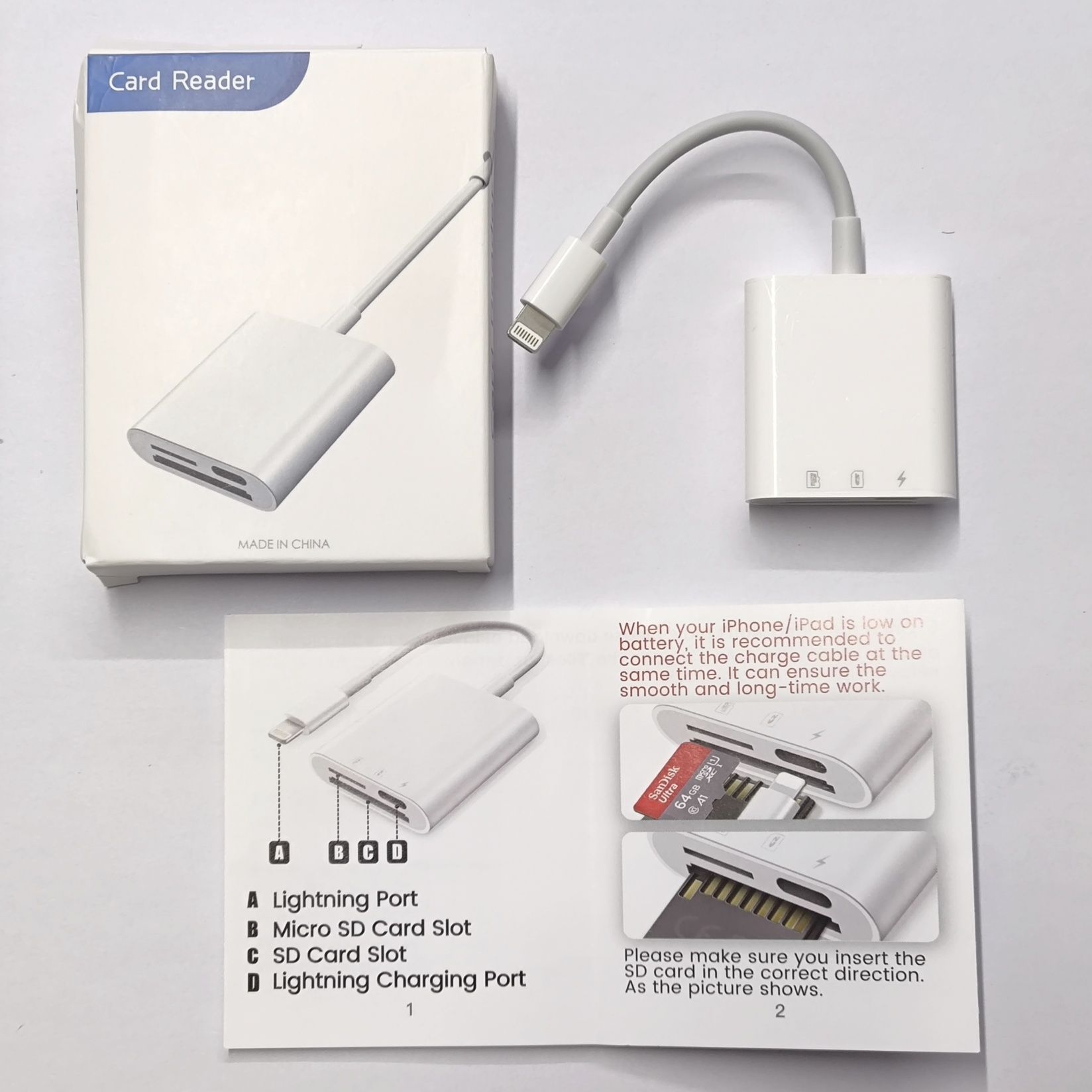 Czytnik kart do iPhone lightning adapter przejściówka Micro SD/TF