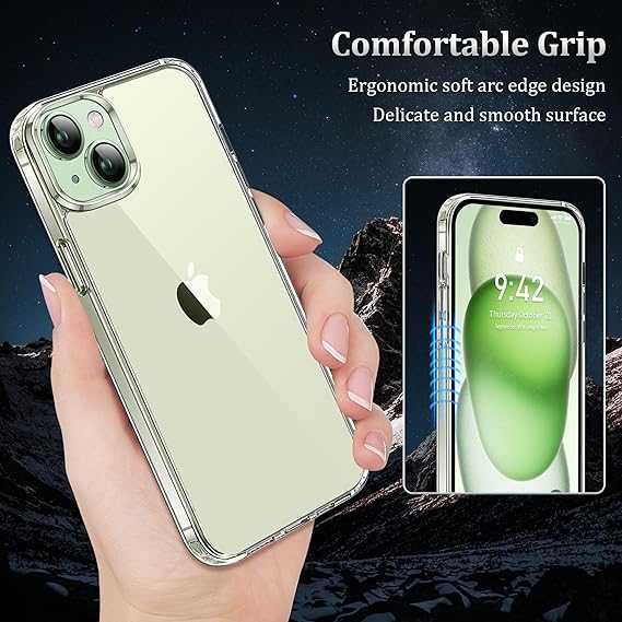 Przezroczyste etui do iPhone 15 + 2 szt szyby na ekran