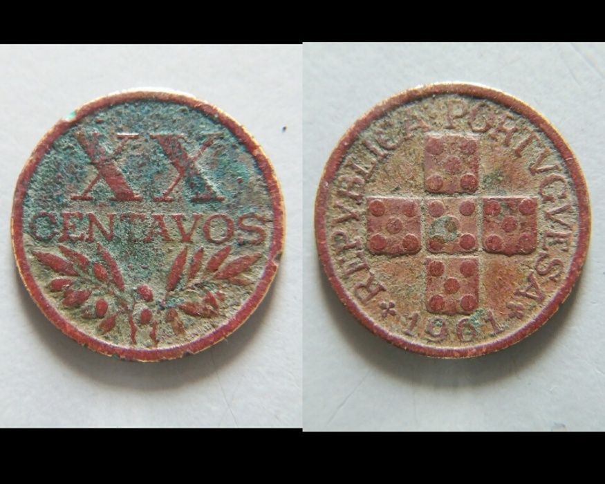 Lote de 5 moedas de XX centavos (Republica Portuguesa)