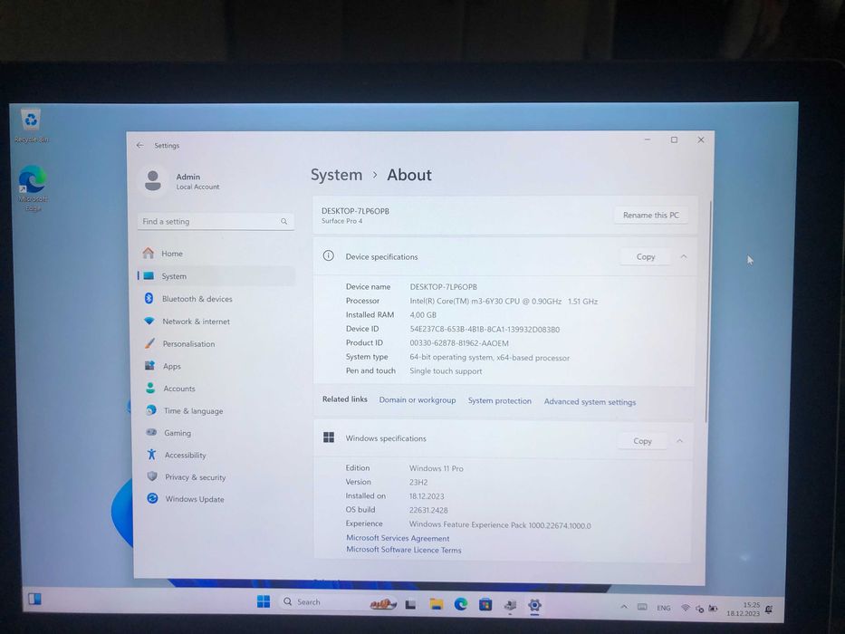 Microsoft Surface Pro 4 m3-6Y30, 4x128Gb