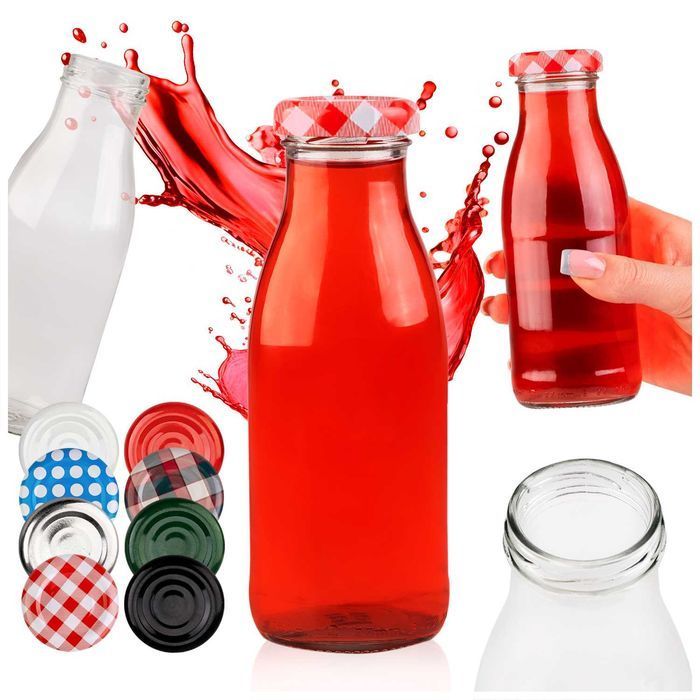 50x butelka Sok 250ml szklana na soki, wodę, mleko, nalewki z zakrętką