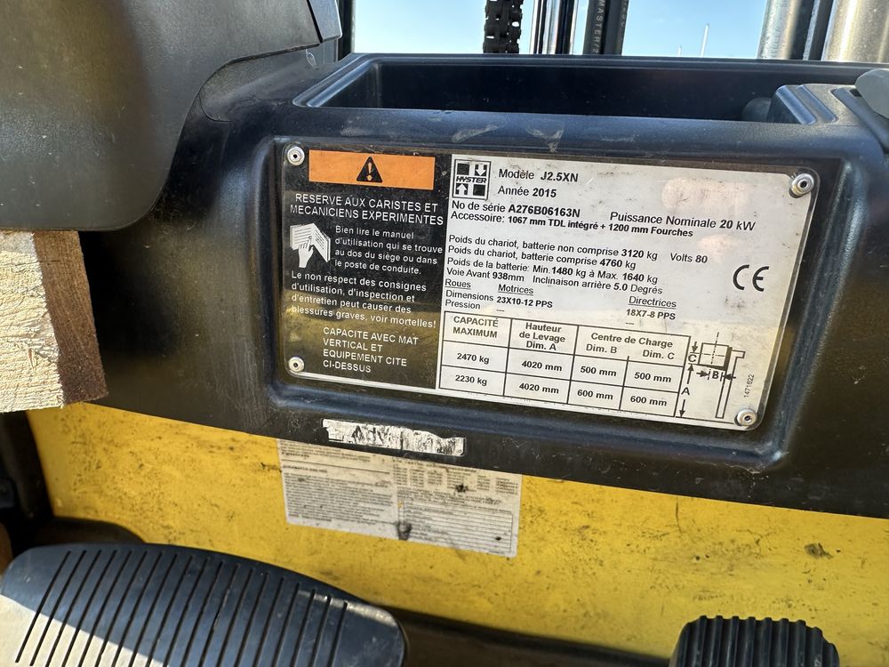 Wózek widłowy Hyster 2,5t elektryczny 2015 rok FV