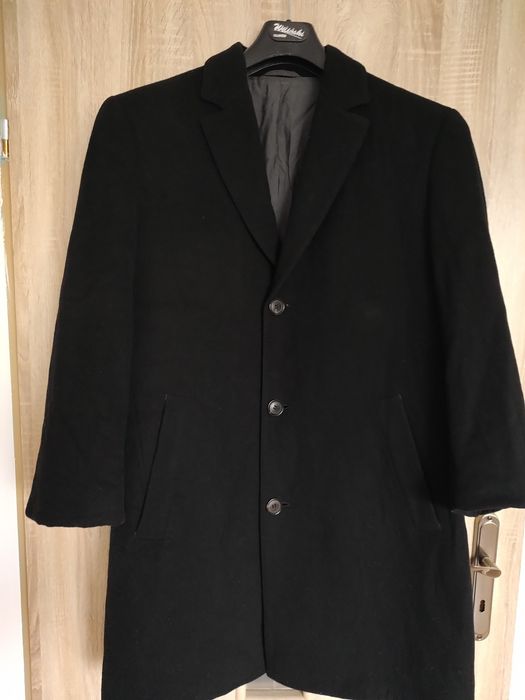 Płaszcz zimowy czarny męski Hugo Boss L XL rozmiar 50 klasyczny welna