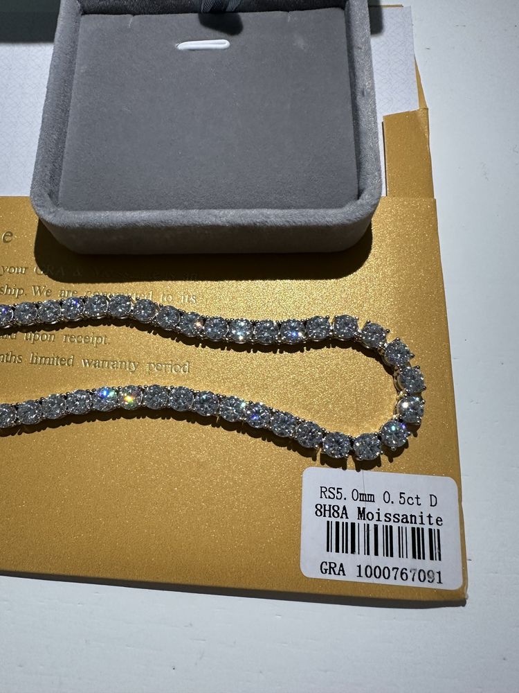 37,5 ct Ожерелье 5 мм дорожка муассанит серебрянное с бриллиантами