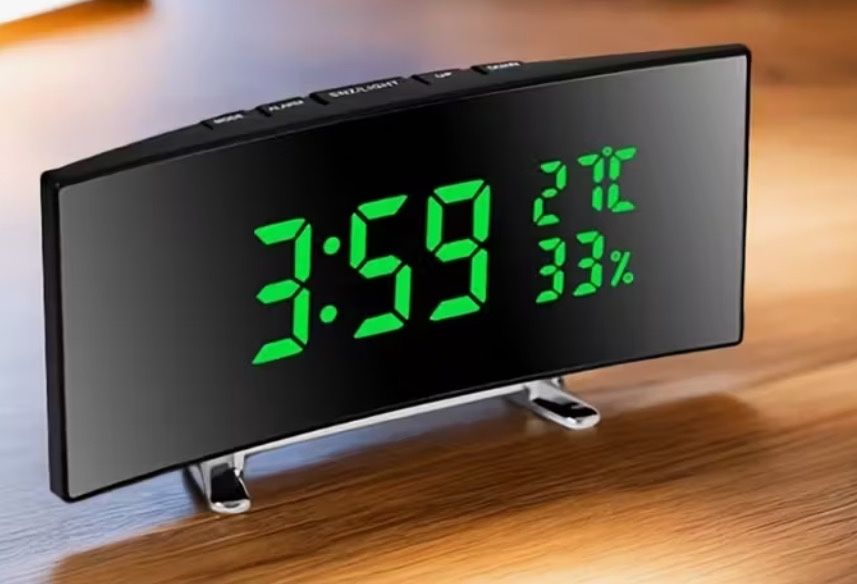 Цифровий LED-годинник 6,6 дюйма  термометр , гігрометр, будильник