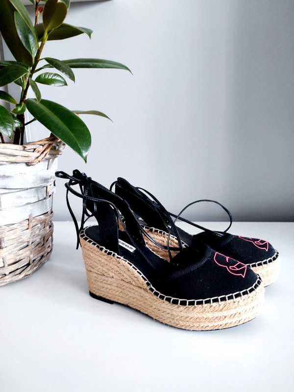 Espadryle na koturnie Karl Lagerfeld