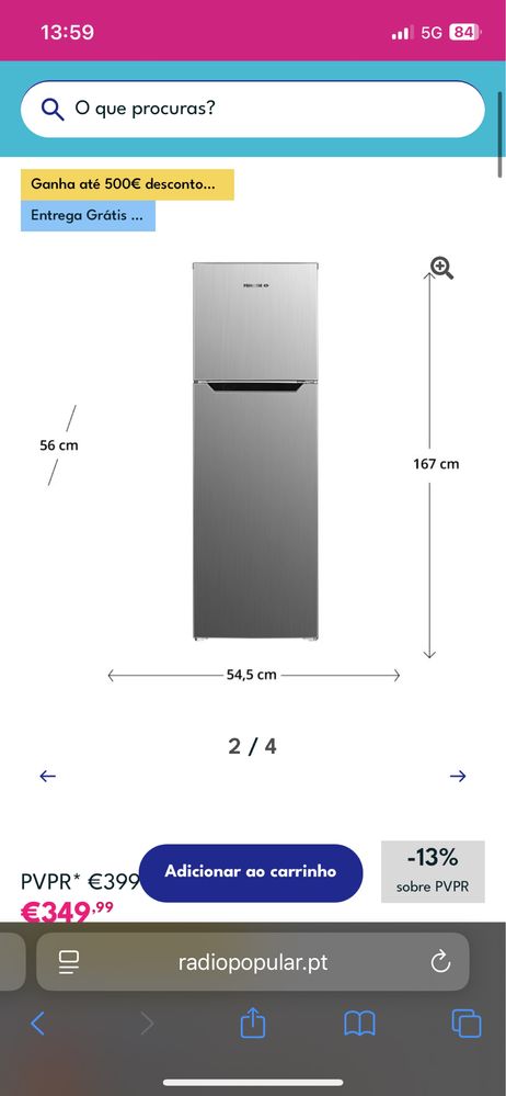 Frigorifico Princesse | Inox cinza | Nao forma gelo