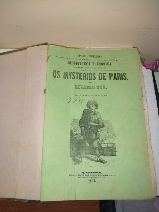 Eugenio Sue Os Mysterios de Paris 1851 1ªEdição Bibliotheca Economica