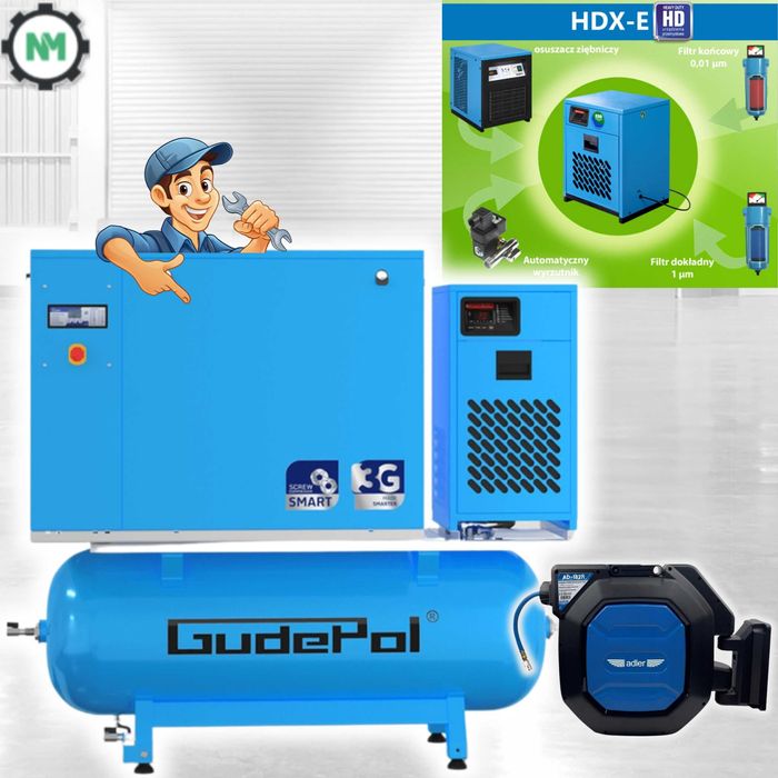 Kompresor Sprężarka Śrubowa GudePol 500L 11kW 10bar Finansowanie RATY