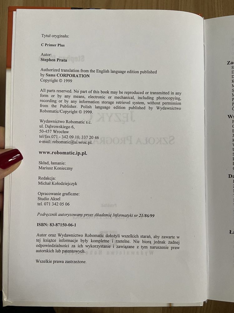 S. Prata Szkoła Programowania, Język C
