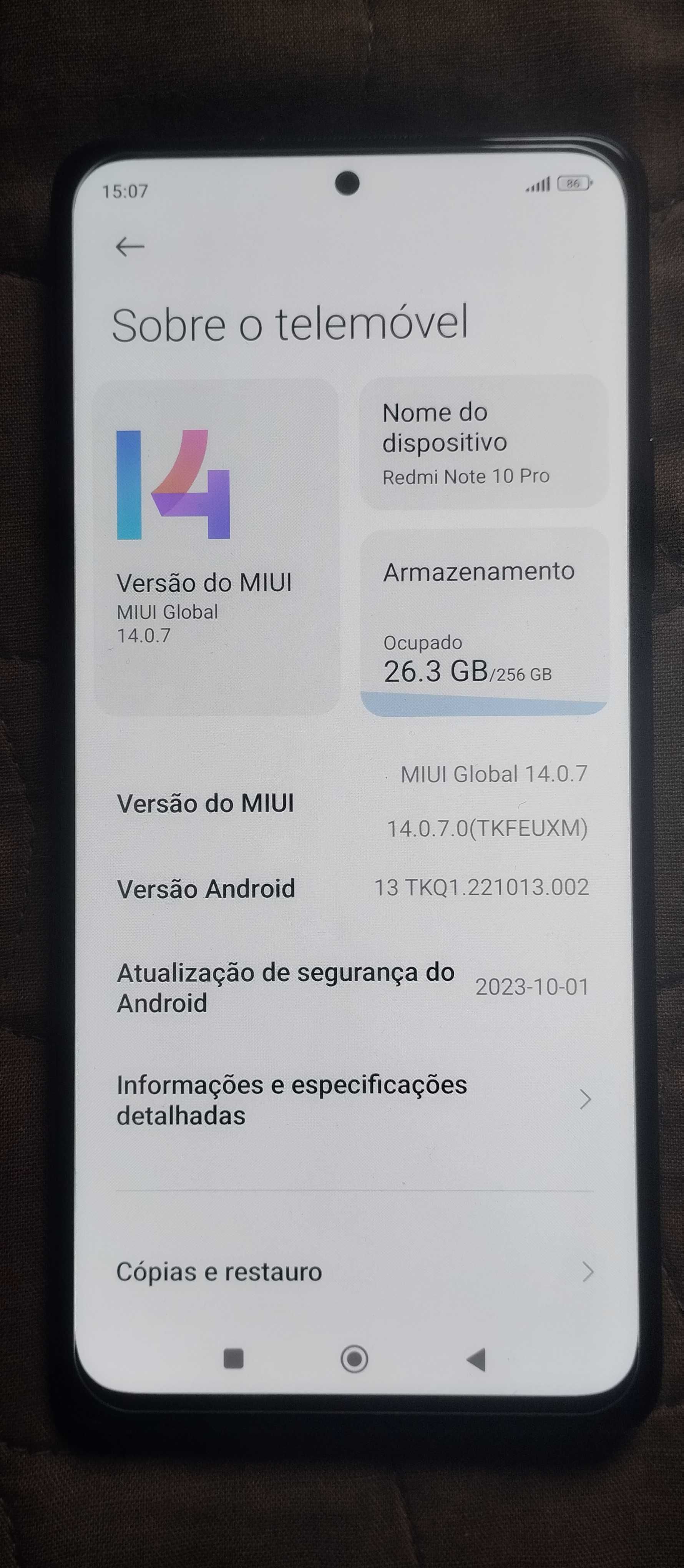 Xiaomi Redmi Note 10 Pro 8GB/256GB como Novo + Todos os Acessórios