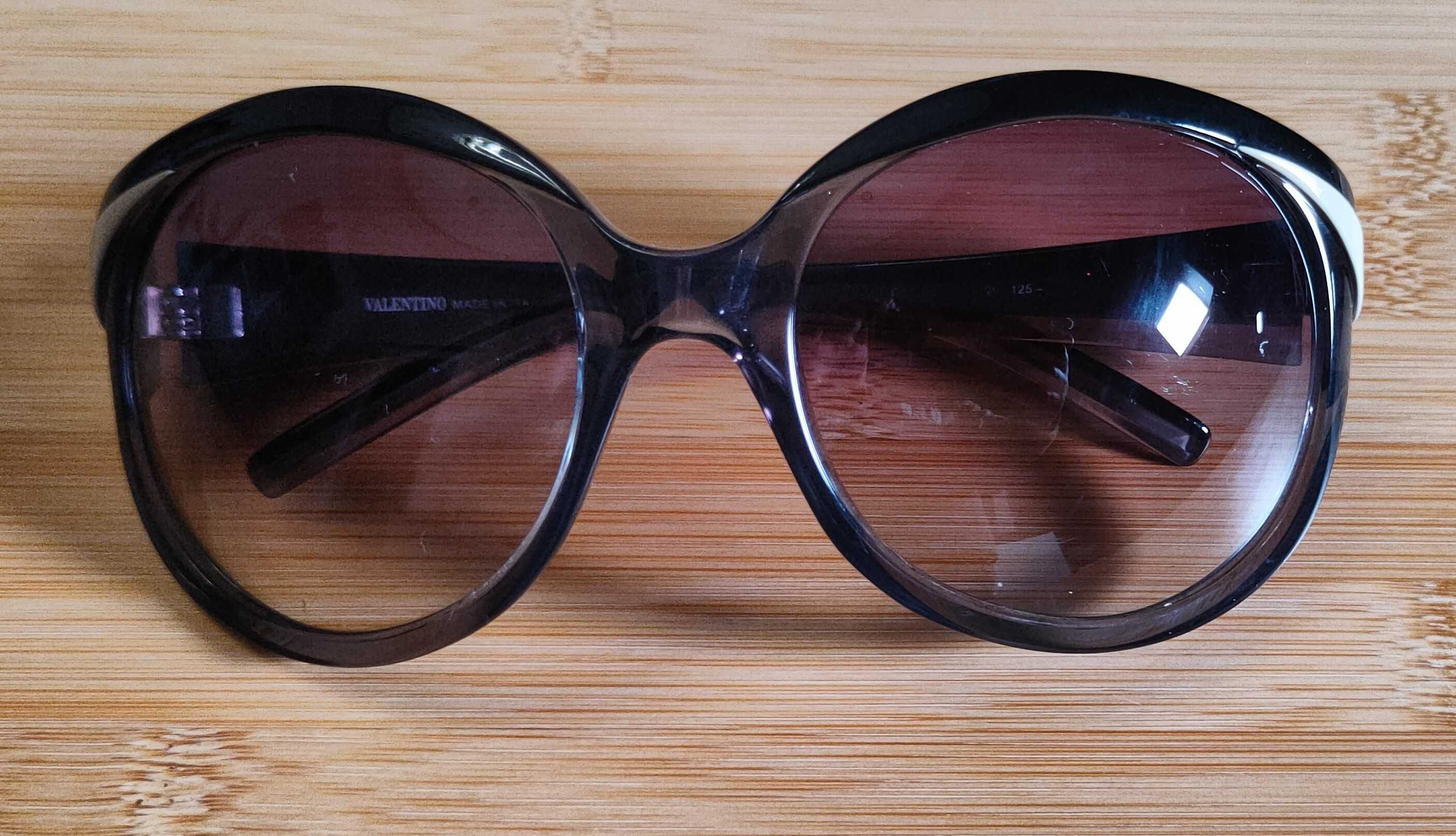 Valentino oryginalne markowe okulary przeciwsłoneczne, niebiesko-szare
