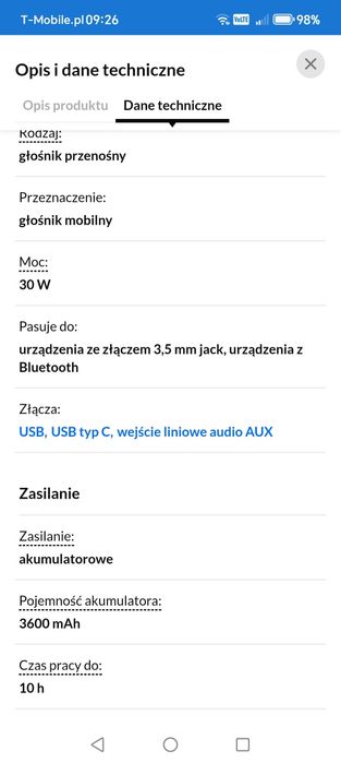 Sprzedam głośnik bluetooth tracer. 30w parametry na zdjęciach