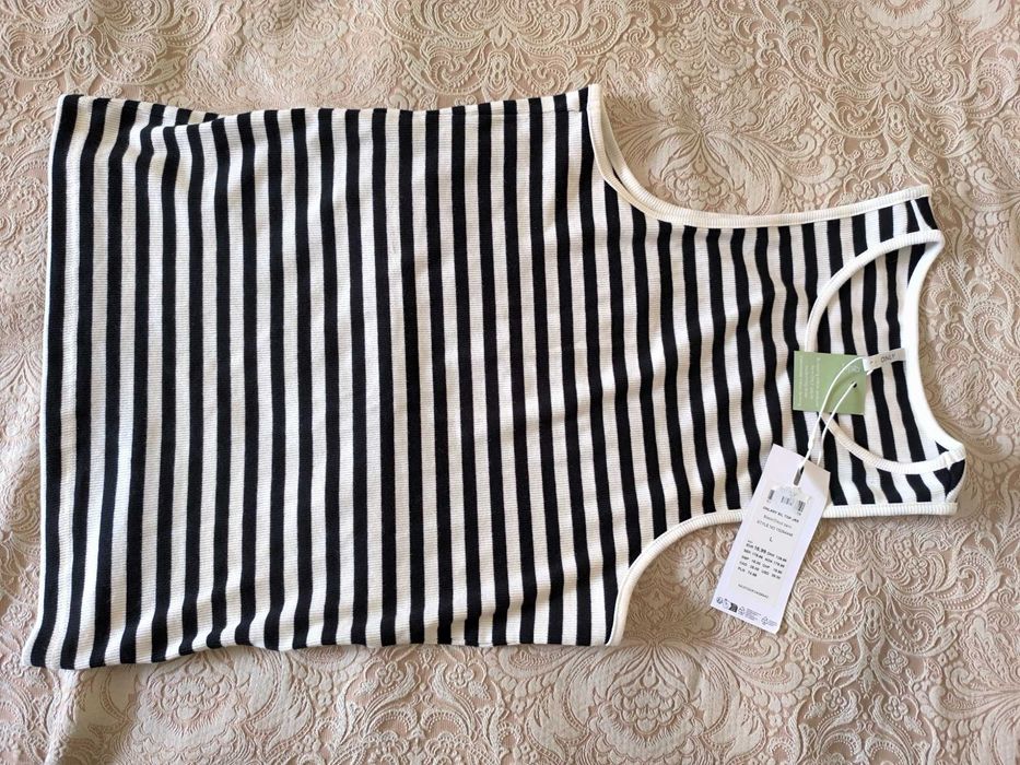 Нова жіноча бавовняна майка L розміру, бренду ONLY, біло-чорна