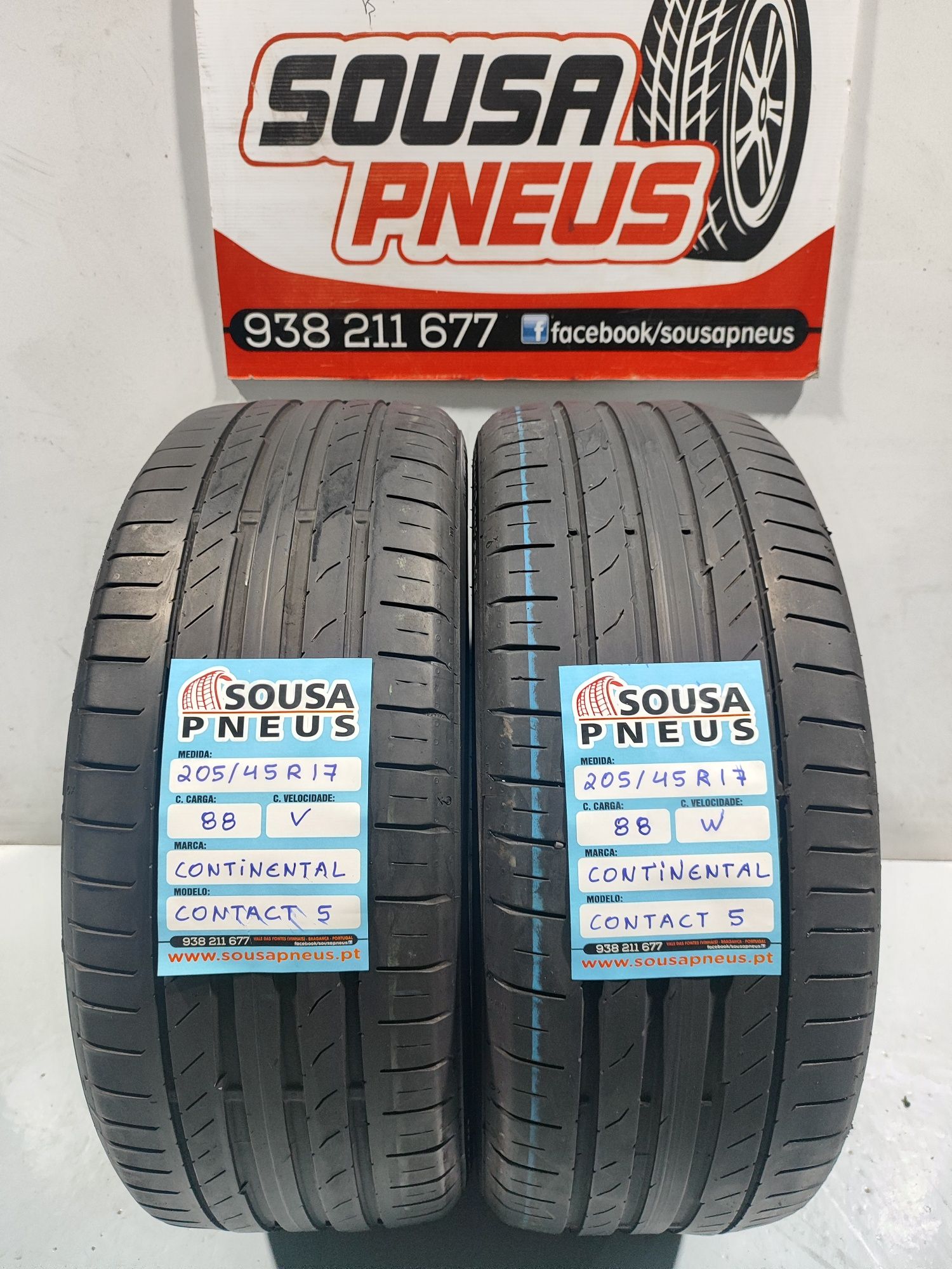 2 pneus semi novos 205-45R17 Continental - Oferta dos portes