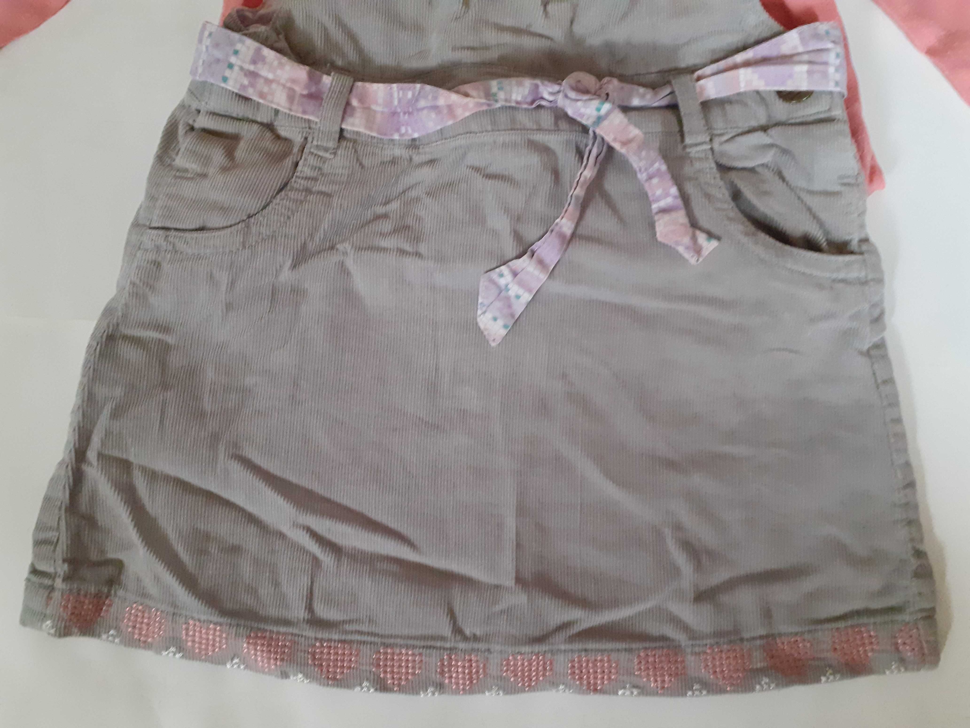 Sukienka sztruks i bluzka dziewczęce - r. 86 - komplet ogrodniczka