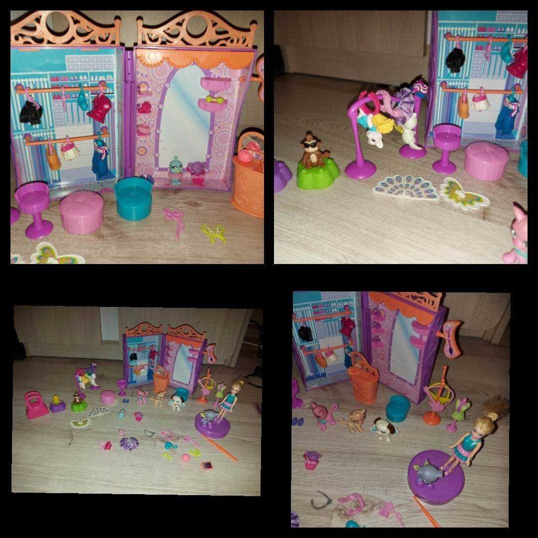 Polly Pocket garderoba plus pieski - około 50 elementów