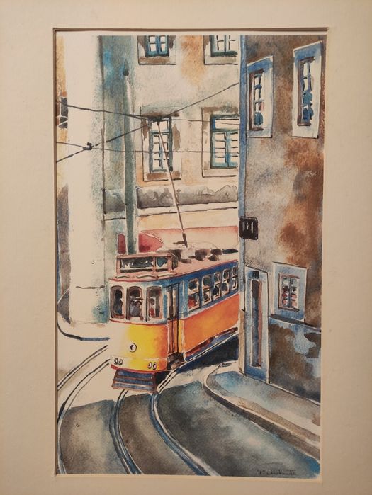 Paulo Violante - Aguarela " Eléctrico de Lisboa "