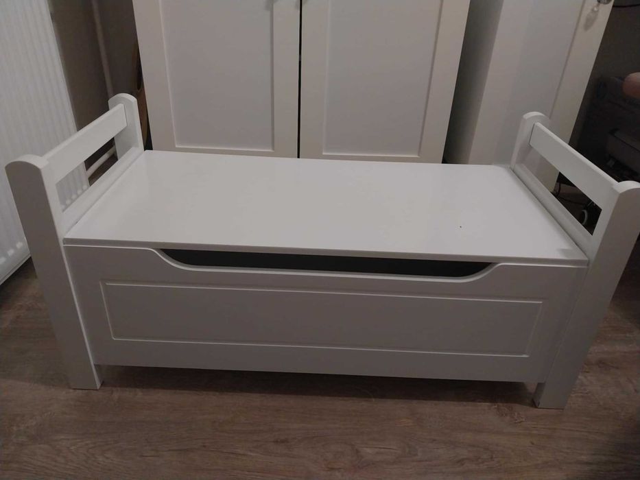 Skrzynka na buty drewniana biała