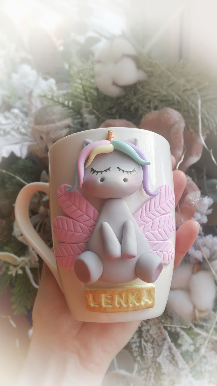 Kubek łyżeczka handmade fimo
