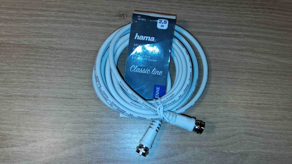 Nowy Kabel Antenowy Satelitarny Hama SAT 2.5m F-F Classic Line