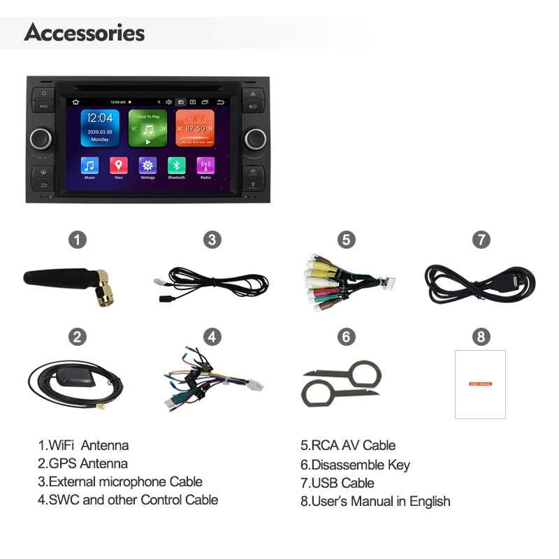 Radio FM RDS DAB+ GPS WiFi DVD USB Android CarPlay Ford Mondeo Focus