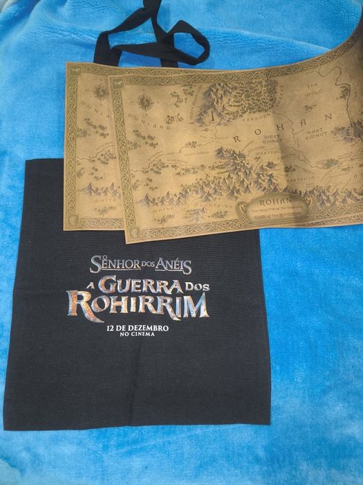 Tote bag + 2 mapas do o senhor dos anéis a guerra dos rohirrim