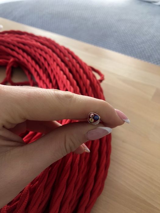 Kabel skręcany w oplocie czerwony trzyżyłowy 3x0.75