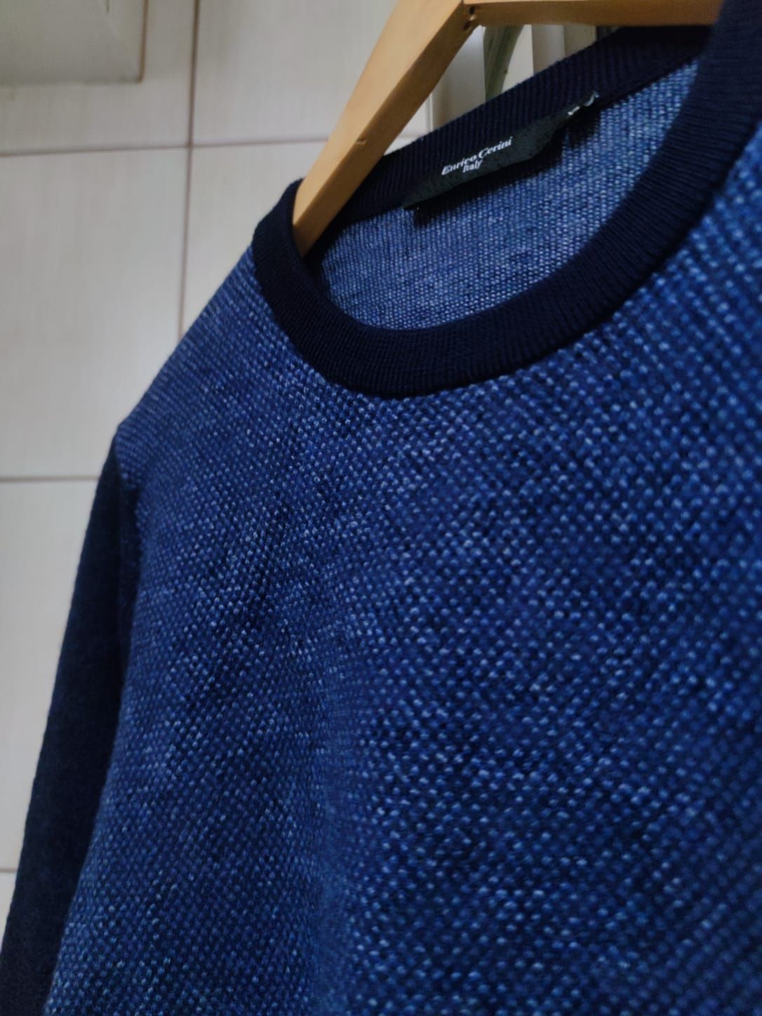 Sweter klasyczny Enrico Cerini L męski wełniany wełna wool przewiewny