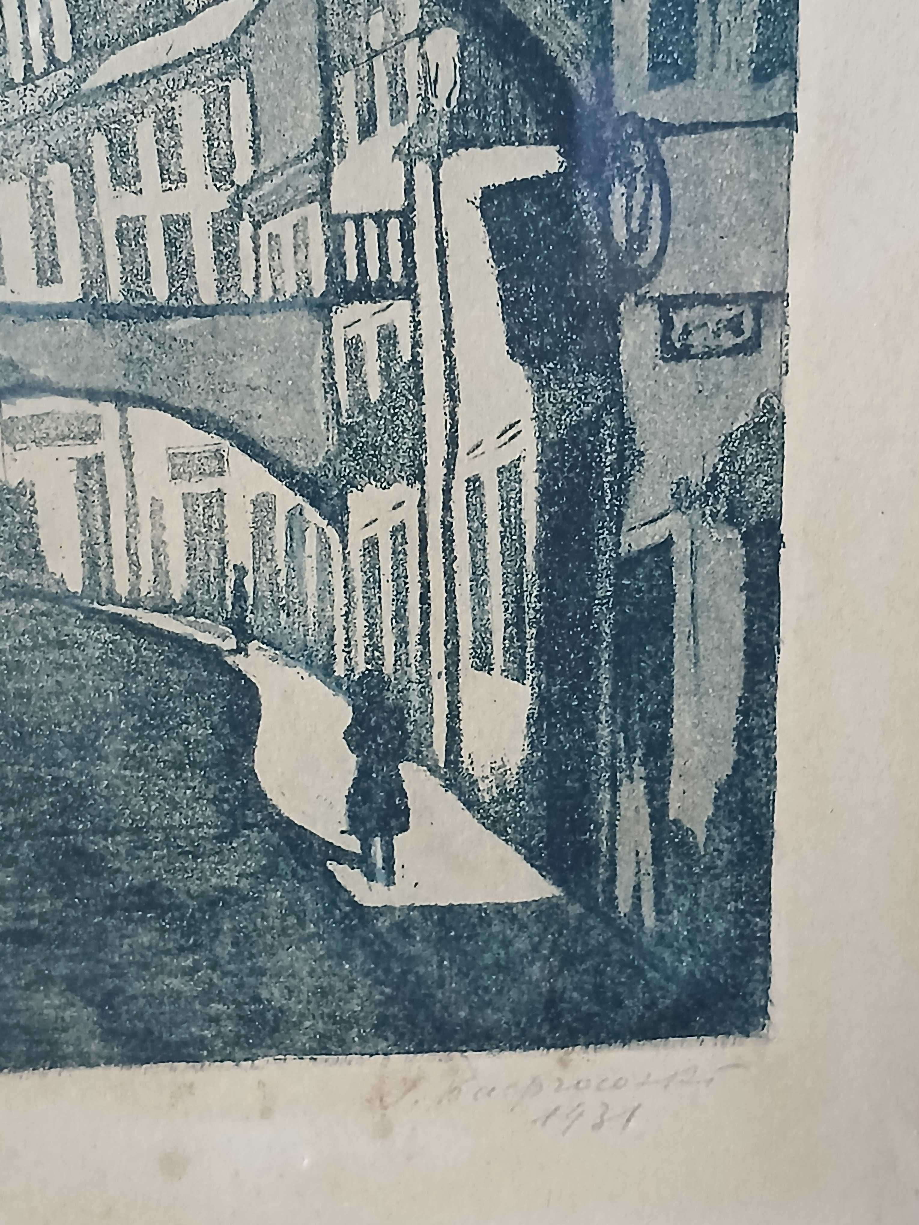 Stara grafika z 1931 roku podpisana uliczka Gdańska