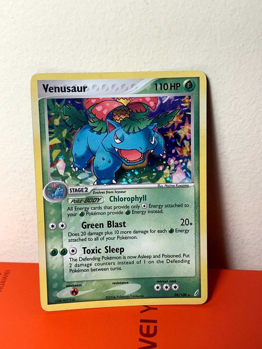 CARTA POKÉMON RARA - Venusaur Holo (28/100) EX Crystal Guardians