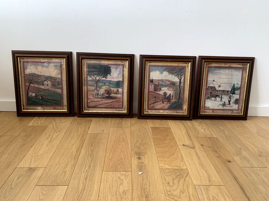 4 pory roku antyk kwadryptyk włochy włoski starocie obrazy w ramie