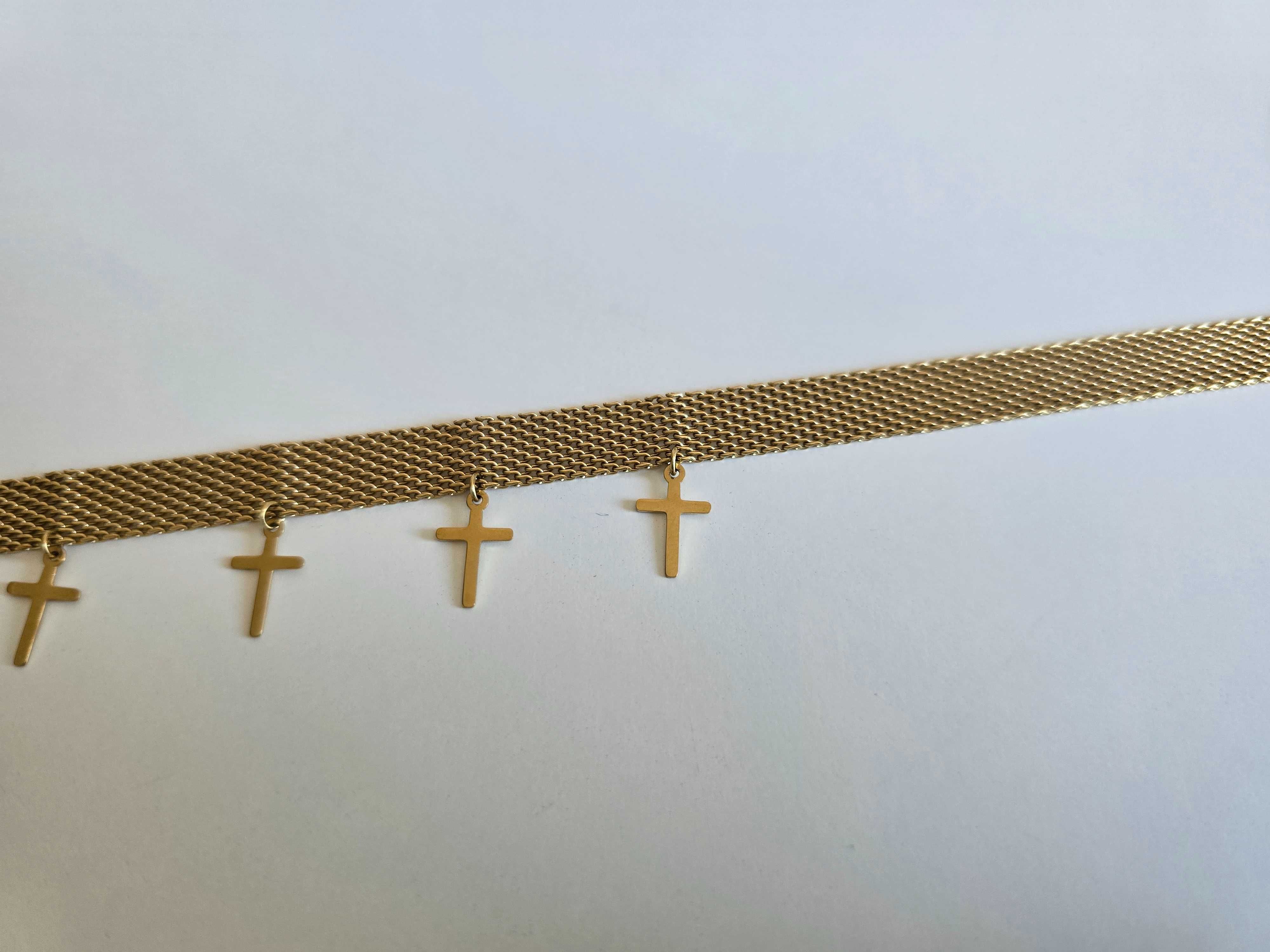 Złoty łańcuszek choker z krzyżami
