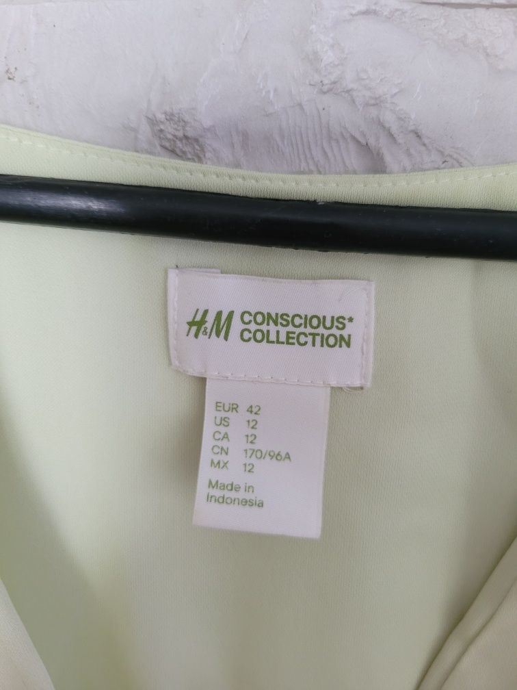 Nowa luźna lekka koszula dekolt V z kamykami tył dłuższy H&M XL