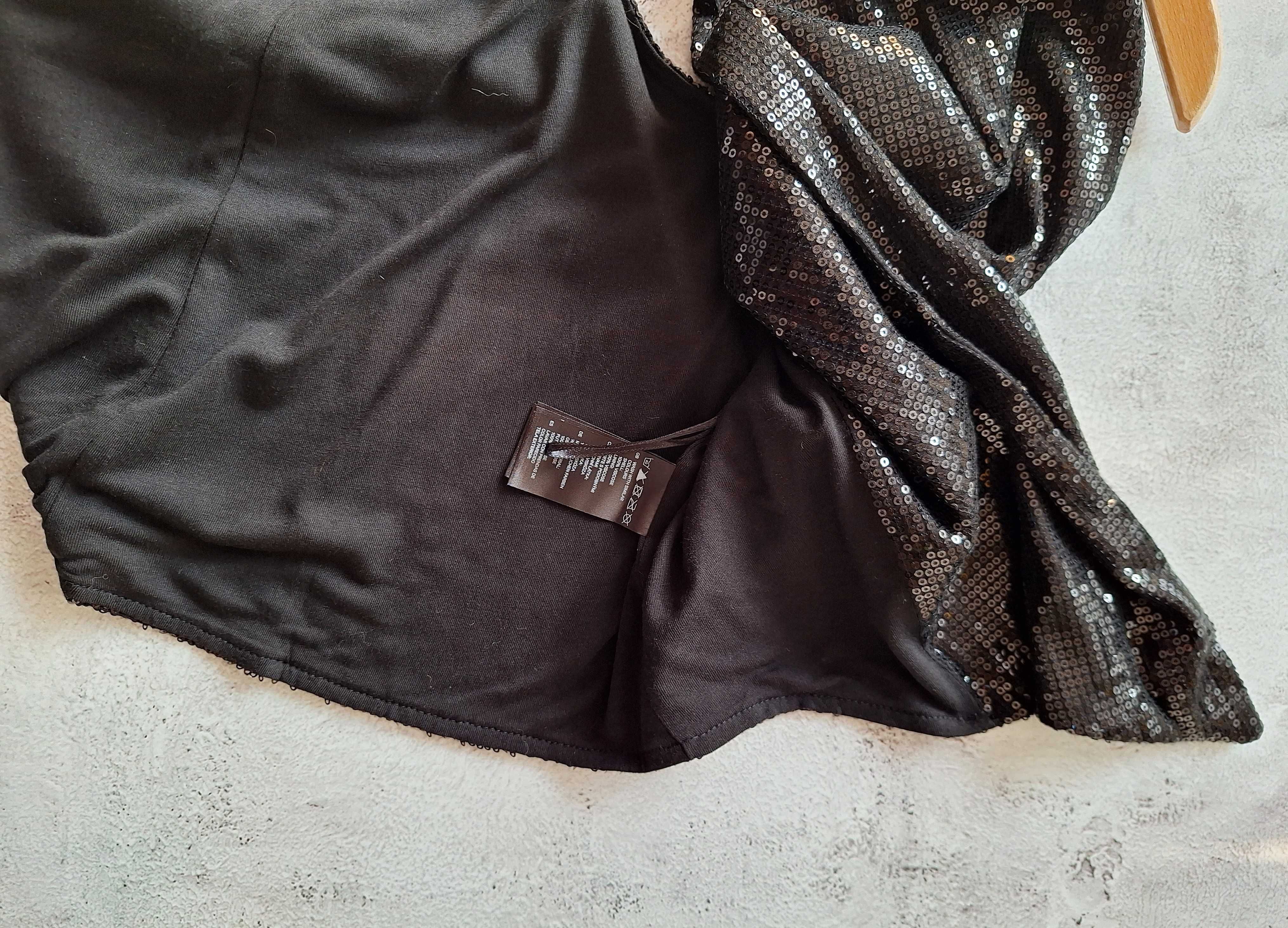 Nowa Czarna Kamizelka z Cekinami H&M