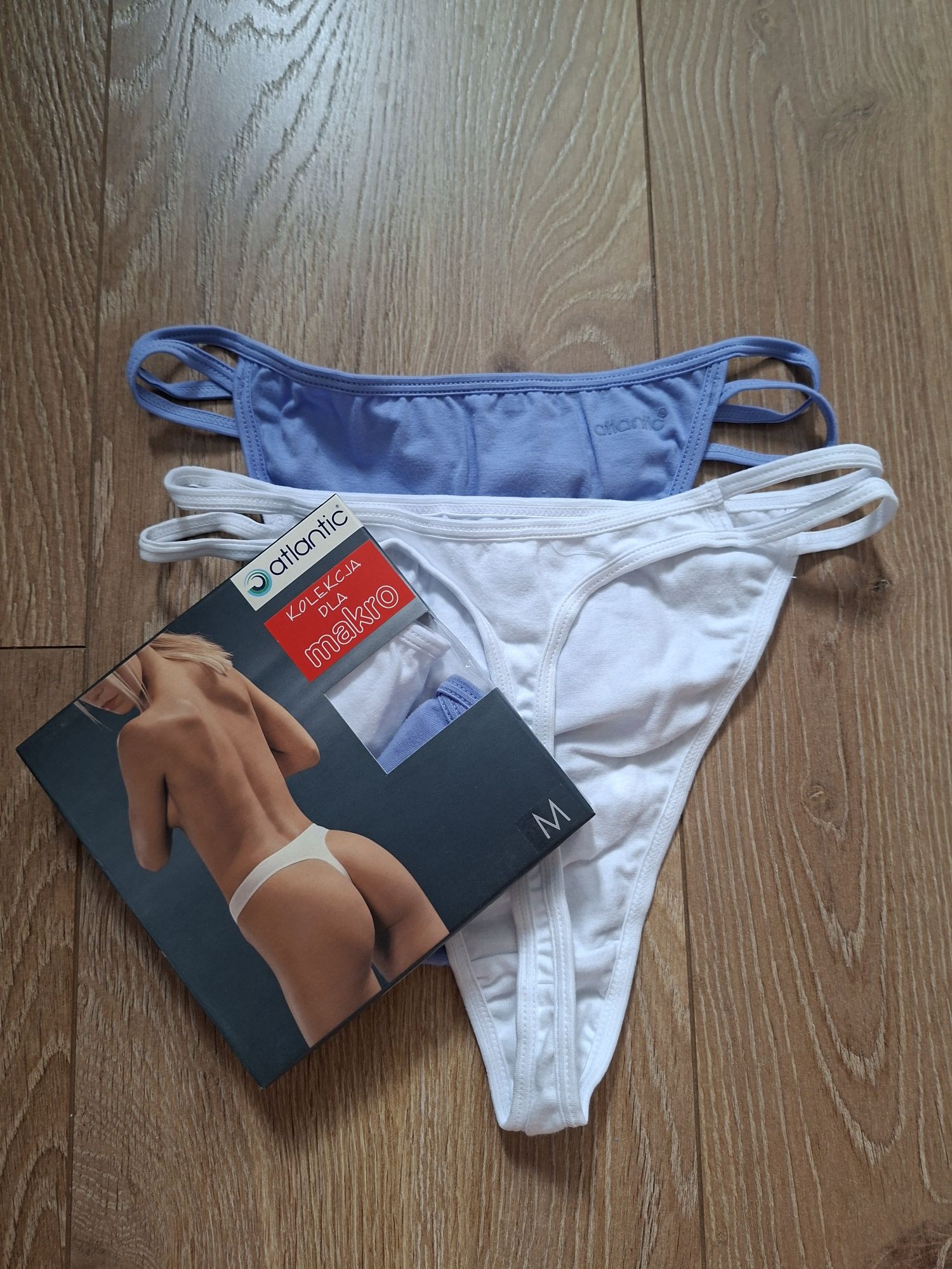 2+1 Stringi damskie Atlantic, rozmiar M, 2PACK, białe lila