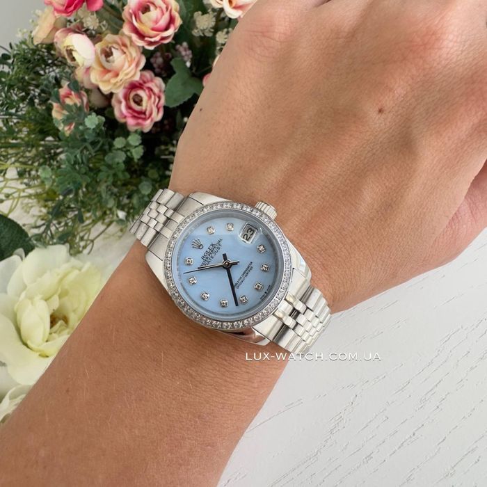 Часы женские Rolex Datejust Diamond Silver-Blue