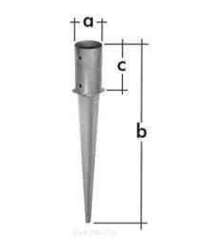 Podstawa słupa  wbijana okrągła kotwa.  100/750 mm
