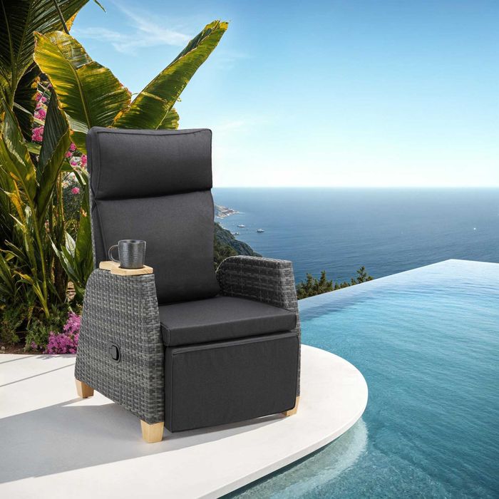 Fotel rattanowy Pescara szary OUTLET