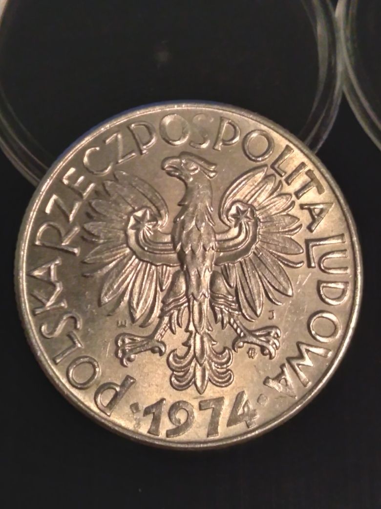 5 złotych 1974 rybak na trawce + płaska data