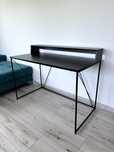 Grafitowe biurko selsey 120 cm industrialne nowoczesne czarne metalowe